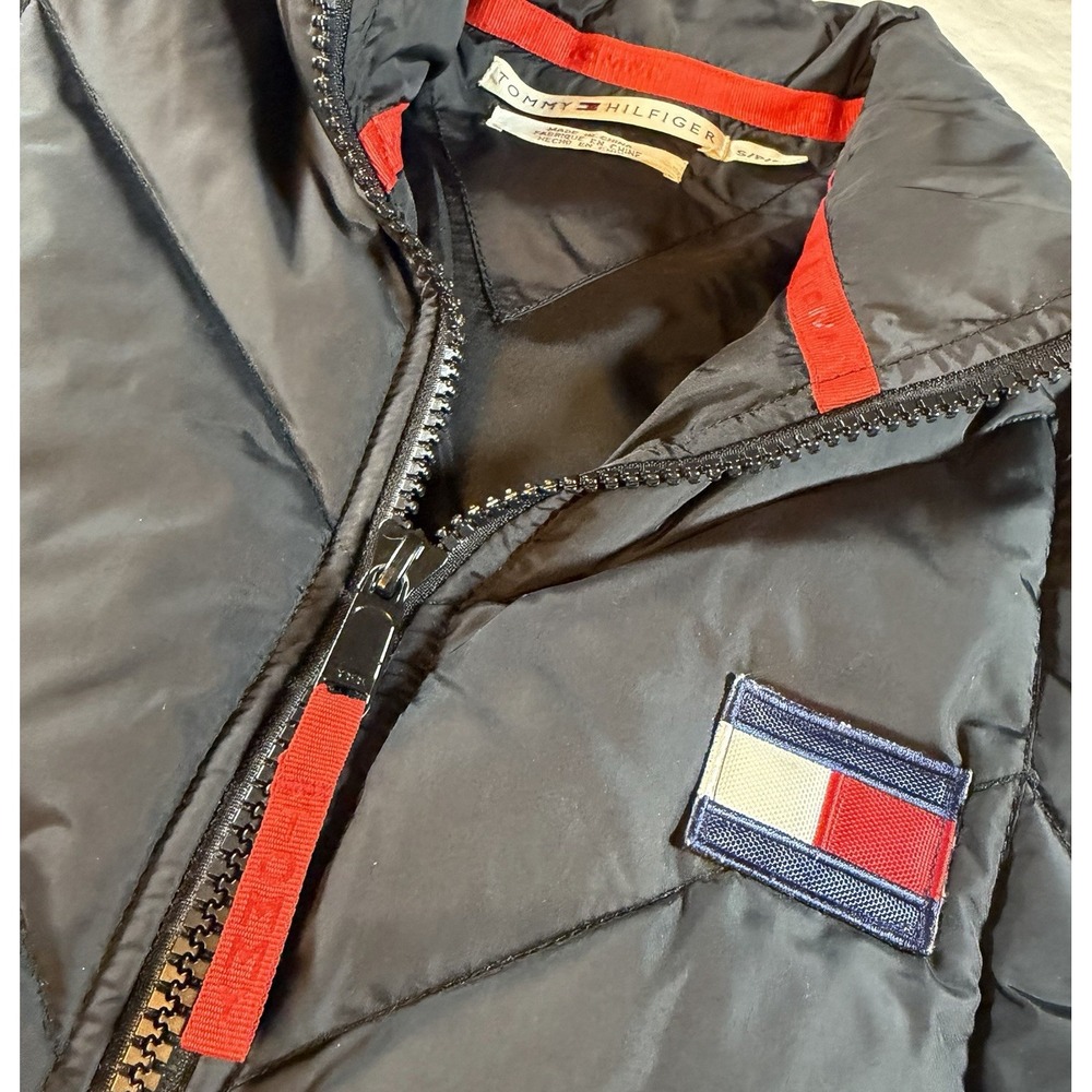 Tommy Hilfiger Puffer Vest Mens S Black Y2K Down Filled Sleeveless